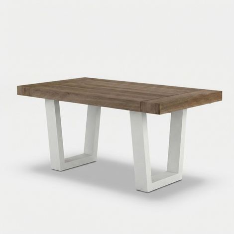 Tavolo allungabile da pranzo 12 posti 160/260x90 gambe bianche Tokyo - Marrone Scuro