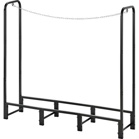 Mophorn Range-bûches extérieur 122x32x118,5 cm en métal noir pour cheminée, terrasse et jardin, capacité de charge 250 kg, en acier au carbone, support à bois de chauffage durable avec accessoires (1/5)