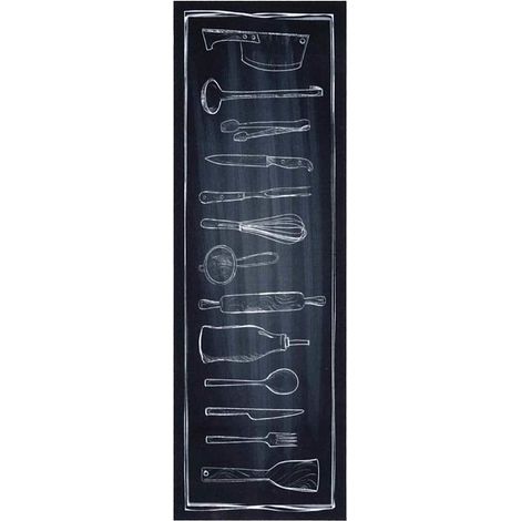 Tapis de Cuisine Noir 180 x 60 cm Velours (1/5)
