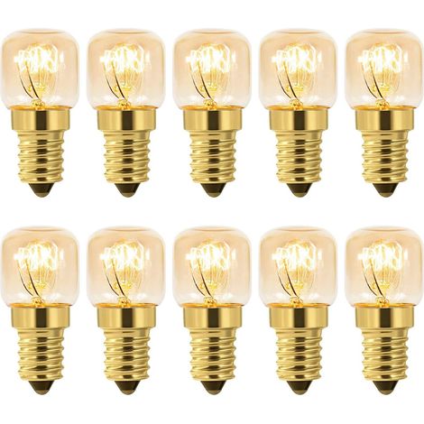 Lot de 10 Ampoule de Four E14, Edison E14, Résistant jusqu'à 300 Degrés, 2700K Blanc Chaud, 25W, pour Four, Frigo, Lampe de Sel, Fours Grill (1/5)