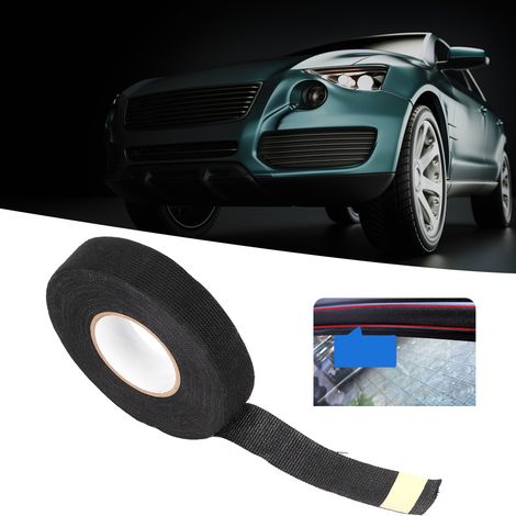 Ruban adhésif textile noir isolant de 15 m x 19 mm pour faisceau de câbles d'outils automobiles (1/5)