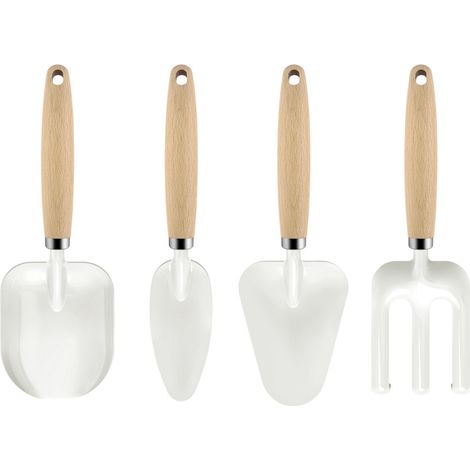4pcs Garden Shovel Multipurpose Efficient Cartoon Wood Handle Digging Shovel for Garden Farm (White) (1/4)