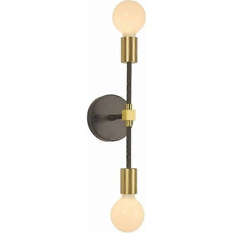 Applique murale de salle de bain 2 ampoules E27 - Moderne - Style industriel - Vanité - Applique murale - Applique murale de salle de bain (dor/noir) (1/5)