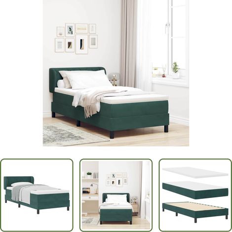Samtbett - Boxspringbett mit Matratze Dunkelgrün 90 x 190 cm Samt (1/5)