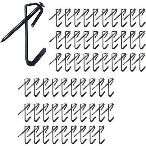 Lot de 60 crochets pour tableaux avec clous, crochets noirs pour cadres photo, fixations murales, crochets pour tableaux K [db]- (1/5)