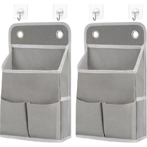 Organizador de puerta colgante (juego de 2)，Organizador de pared de tela gris resistente al agua，dormitorios y oficinas，22 x 36 x 10 cm (1/5)