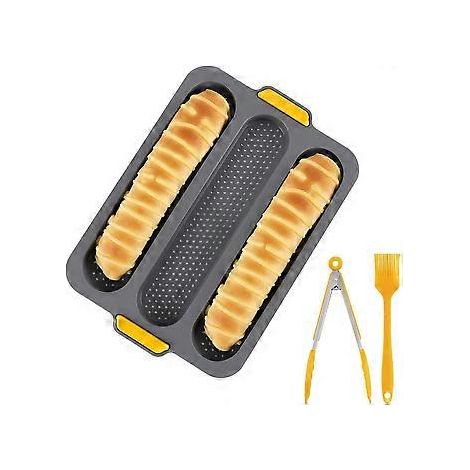 Leicht zu entformende Kastenform, antihaftbeschichtete Backform für französisches Brot, Silikonzange und Pinselset für müheloses Backen, hitzebeständige Silikonform mit