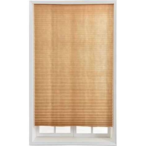 Rideau Plissé Non Tissé Sans Fil - Filtre Lumière Protection Intimité Décoration Intérieure - Beige - 60 x 180 cm (1/5)