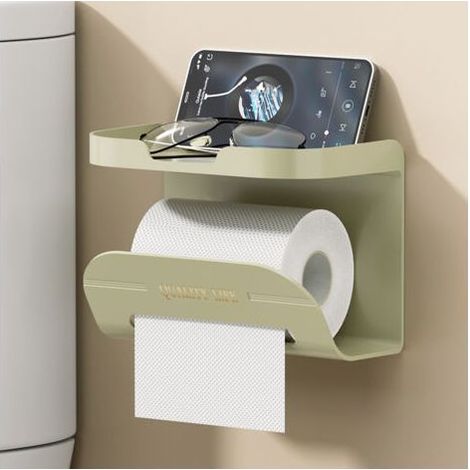 Porte-papier toilette mural, vert, 1811,713,7 cm, porte-papier toilette/porte-serviettes multifonctionnel sans perçage. (1/5)