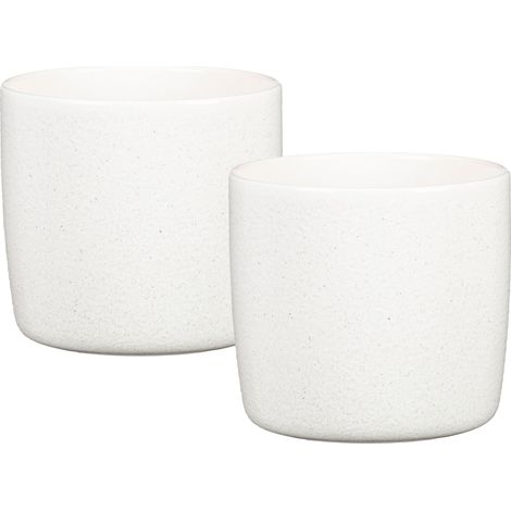Scheurich Solido, set de 2 pots à fleurs en céramique, coloris: Perla, 15 cm de diamètre, 13,7 cm de hauteur, 1,9 l de volume.