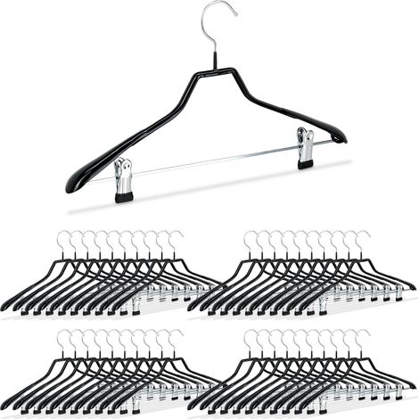 Set of 40 Clothes Hangers Set, Coat Hangers for Dresses, Rubbered Metal, Non-Slip, Compact, 42 cm, Black