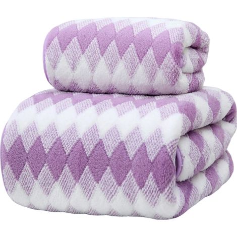 Serviette de bain à carreaux losanges tricolores, serviette de plage épaisse en velours corail, fabricant de serviettes de bain avec lettrage. (1/5)