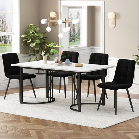 Conjunto comedor mesa y 4 sillas MDF 140x80 OKMYHOME (1/5)