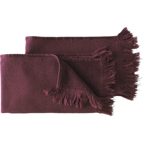 Lot de 2 serviettes invité et essuie-mains de toilette coloris Wine 50 x 30 cm - PANGIVO (1/2)