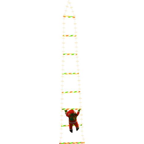 Lumières d'échelle de Noël avec Père Noël, 4,86 pieds, X-mas d'ornement suspendues pour arbre Noël avec minuterie, télécommande, 8 modes clignotants, lumières LED suspendues pour mur chambre