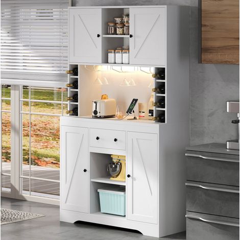 Buffetschrank mit LED und Steckdosen 105x40x180 MDF OKMYHOME (1/5)