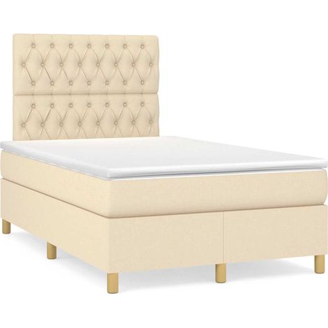 Boxspringbett mit Matratze & LED Creme 120x190 cm Stoff (1/5)
