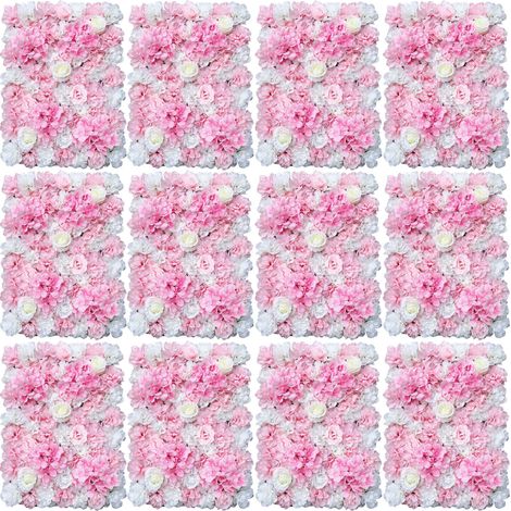 12 stk Künstliche Seidenblumen Rosenwand Blumenwand Hochzeit Hintergrund Kunstblumenwand WandDekor 40 x 60 cm (1/5)