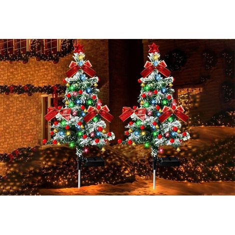 Décorations lumineuses solaires pour sapin de Noël extérieur, à piquer dans le jardin. (1/2)