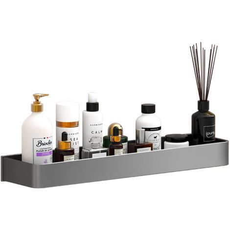 Etagere Douche,Rangement Douche sans Percage,Panier Salle de Bain en Aluminium,Rangement Douche Gris,Porte Shampoing Douche,Etagere sans Percer 30cm (1/3)