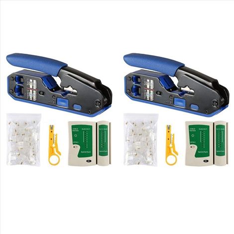 Testeur de câbles réseau RJ45, kit d'outils de sertissage CAT5, CAT5E, CAT6, 100 connecteurs