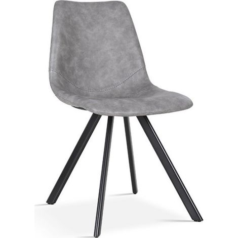 Dunkelgrauer EMET PU Stuhl, Maße H83 x B46 x T60 cm, ideal für Ihre Küche oder Ihr Esszimmer.