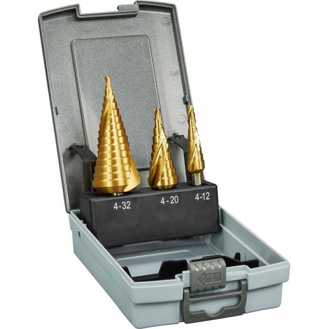 MAKITA D-41872 (3pc) Step Drill Bit Spiral,TiN 4mm to 12/20/32mm