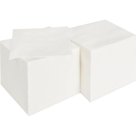 Lot de 100 serviettes de table jetables en lin pour cocktail ou mariage Noir 20.3 x 20.3 cm. (Blanc100) (1/5)