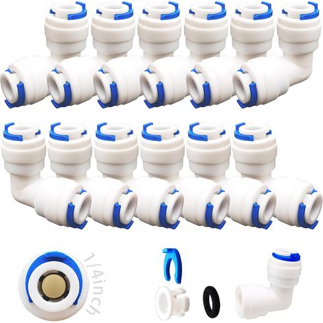 12 Pcs Accessoires De Filtre à Eau RO  Raccord De Buse 1/4 Pouces  90 Degree Right Angle Fast Docking  pour Raccorder Les Raccords De Tuyauterie d'eau, Tuyau de réfrigérateur (1/5)
