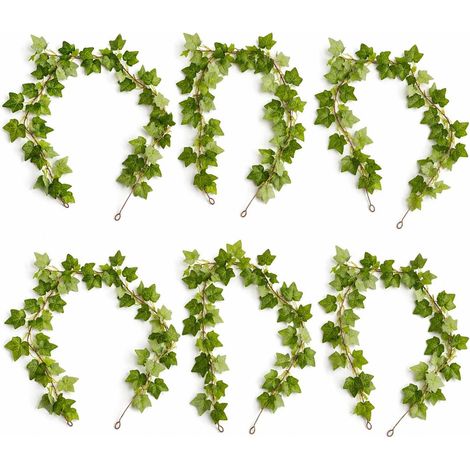 Pack of 6 x 160cm Artificial Ivy Garland Trailing Hanging Plant Faux Foliage - Green (1/4)
