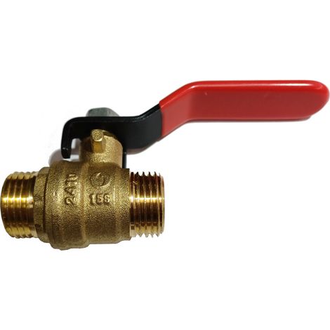 Válvula de bola de latón serie PN25 15S - M.M. - maneta plana de acero rojo 15x21 - válvula para tuberías y grifos (1/3)