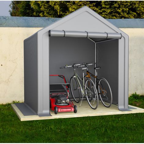 Garage per biciclette 190x170x200 cm grigio scuro in acciaio con telo impermeabile e porta avvolgibile