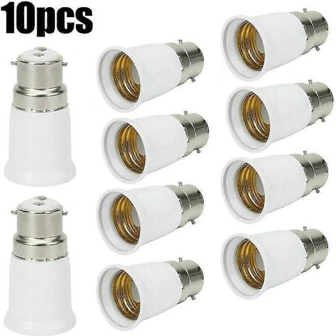 10 adaptateurs BC B22 vers ES E27 pour ampoules à vis Edison (1/2)