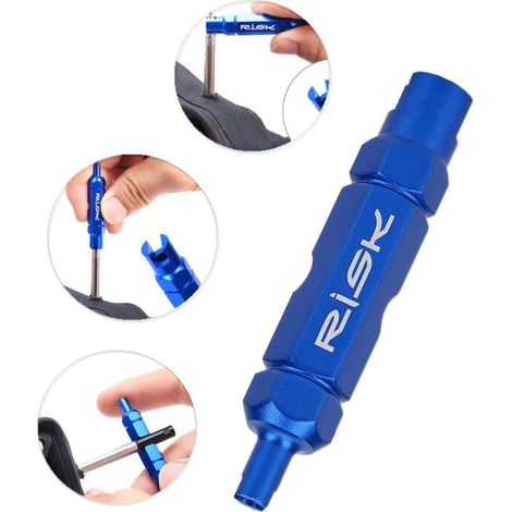 Demonte obus Valve, démonter obus Presta, Valve d'outil de Retrait de Noyau de Pneu de vélo, Dissolvant de Noyau de Valve Kit Outil de Solvant de Noyau Réparation Vélo avec (1/5)