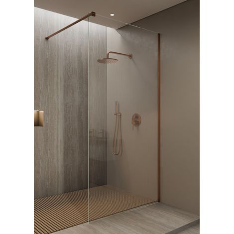 Paroi de douche fixe or rose brossé 120 cm - Lixa