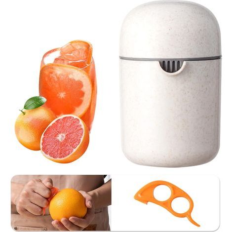 Manuelle Zitruspresse, manuelle Zitronenpresse, BPA-frei, spülmaschinenfest, manuelle Zitruspresse für Zitronen/Limetten/Orangen/Grapefruit/verschiedene Früchte (Weiß) (1/5)