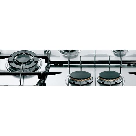 Hotpoint Ariston – Table de cuisson à gaz encastrable 90 cm – 6 brûleurs – Acier inoxydable – Commande avant – Puissance 11500 W (1/4)