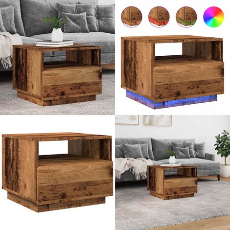 vidaXL Couchtisch mit LED-Leuchten Altholz-Optik 50x49x40 cm (1/5)