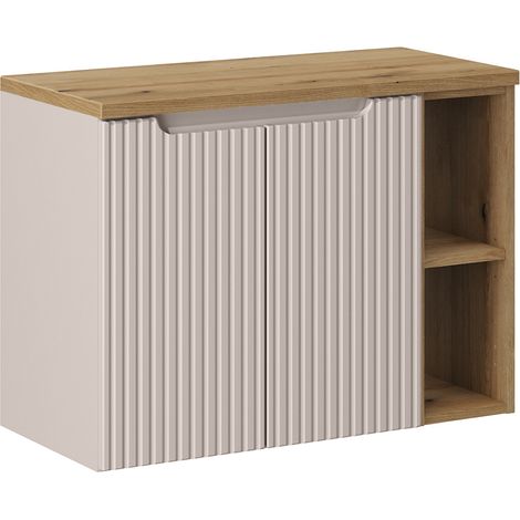 Meuble sous-vasque 80cm 2 portes 2 niches Riva Cachemire et Bois
