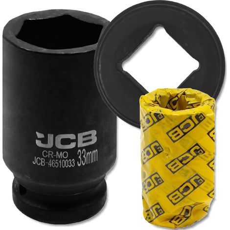 Chiave a bussola a impatto profonda JCB da 3/4" in acciaio Cr-Mo a 6 punte da 33 mm