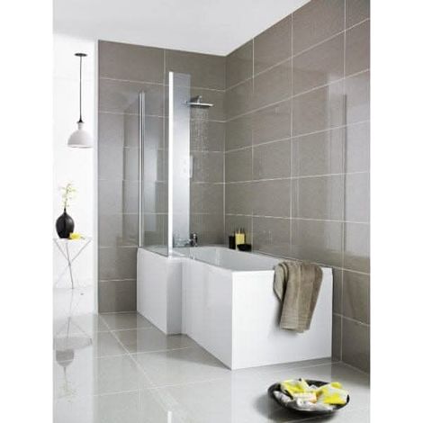 Nuie Acrylic Square Bath End Panel 500mm H x 700mm W - White (1/3)