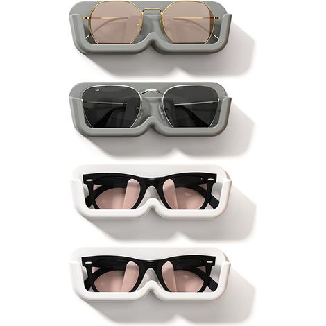 4 Pcs Rangement Lunettes Mural Lunettes Maison Repose Lunettes pour Décoration Maison Chambre à Coucher du Salon Rangement Support Lunette (Gris) (1/5)