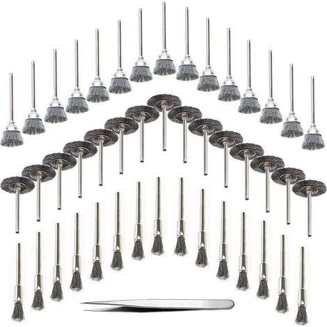 Rotationsbohrbürsten für Holz, 45-teiliges Set, Edelstahl, silber (Edelstahl) (1/3)