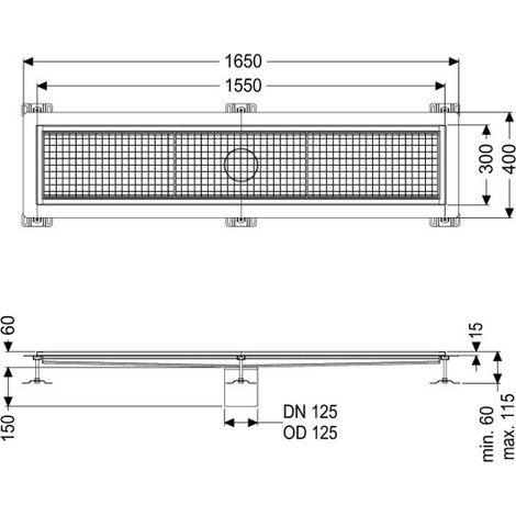 -Kastenrinne Ferrofix Klebeflansch H: 15 mm, 300 x 1550 mm