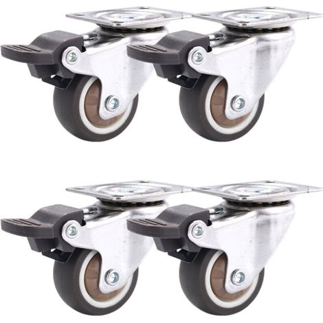 Lot de 4 roulettes pivotantes pour meubles, 25 mm, mini roulettes, avec freins (1/4)
