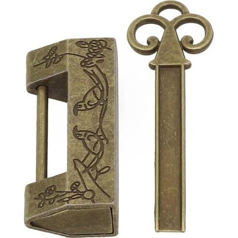 Candado antiguo de aleación de zinc de estilo chino con detalles exquisitos (1/5)