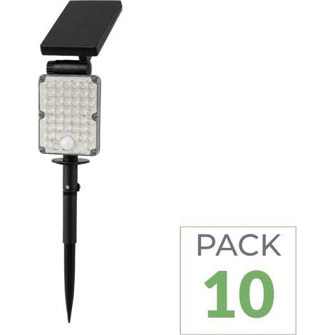 Pack de 10 - Spot LED Extérieur CCT à Piquer IP65 Solaire 8W 1150lm 144lm/W avec Détecteur - SILUMEN