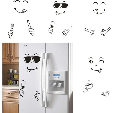 Lot de 4 aimants de réfrigérateur mignons, autocollants amovibles avec visage souriant, mignons (1/5)