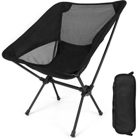 Foldable Camping Chair, Ultra Lightweight Beach Chair with Carry Bag, Folding Fishing Chair for Hiking Barbecue and Beach-Black (1/5)