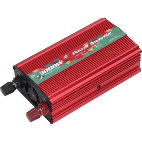 Onduleur de puissance 3000 W, édition Noël, DC12V vers AC, solaire, extérieur, pour voiture, rouge 110 V (1/5)